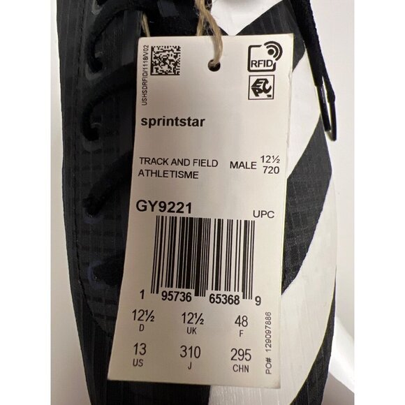 NEW! Men\'s Adidas Spikes Sprintstar Track & Field GY92221 Black White  Size 13 main image 8